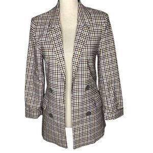 NEW Love Tree Plaid Versona Light Academia, Preppy Open Front Boyfriend Jkt Sz S